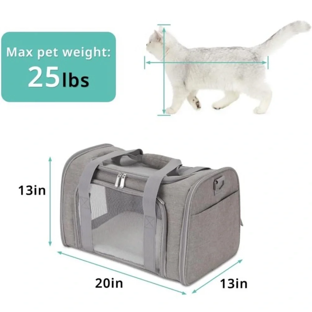 Pet Carrier. Lightweight heather gray nylon. Never used in excellent condition.
